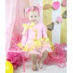 Light Pink Baby Pettitop Sparkle Gold Bow & 1st Sparkle Gold Birthday Number Painting & Light Pink Sparkle Gold Trimmed Baby Pettiskirt NG1803